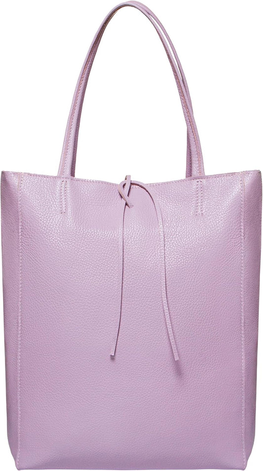 Italian Calf Leather Tote for Women with Zipper, Inner Pocket & Flat Base | Soft Unlined Shopper for Work & Travel