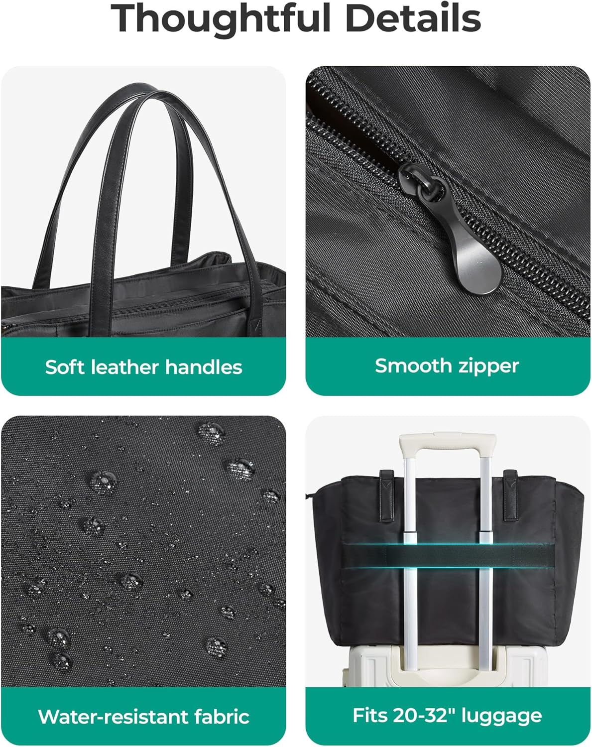 BAGSMART Tote Bag for Women with Compartments, Work Tote Bag with Zipper Women Purse Crossbody Shoulder Handbag with Strap
