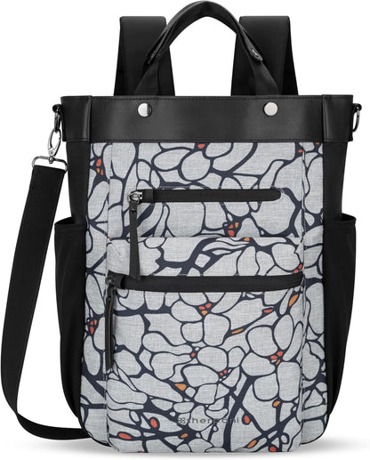 Sherpani Soleil, Anti Theft Convertible Backpack, 3 in 1 Tote Bag, Crossbody Bag, Cross Body Purse, 18L Travel Backpack for Women, RFID Protection, Metal Hardware Fits 13” Laptop (Sakura Pro)