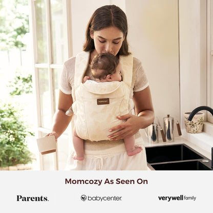 Momcozy Newborn Carrier WeeSnug - Lightweight and Cozy Comfort for 7-25 lbs, Ergonomic Cross-Back Support, Jacquard Weave, Hands-Free Baby Carrier with Lumbar Support, Geometry