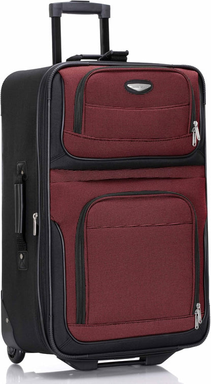 Travel Select Amsterdam 25-Inch Softside Expandable Rolling Upright Luggage, Lightweight 2-Wheel Suitcase with Push-Button Handle, Burgundy