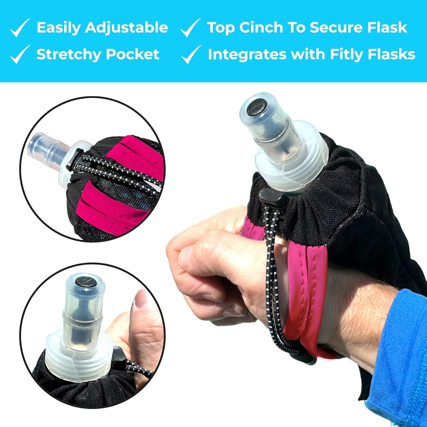 FITLY Soft Flask - Shrink As You Drink Soft Water Bottle for Hydration Pack - Folding Water Bottle Ideal for Running, Hiking, Cycling, Climbing & Rigorous Activity