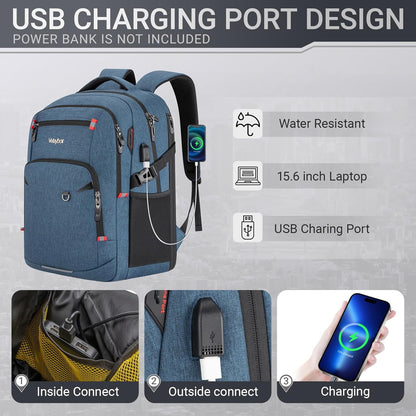 40L Expandable Laptop Backpack, Anti-thief Travel Backpack with USB Charging Port, Airline Approved Business Waterproof Carry on Luggage, Fits 15.6" Laptop for Men Women