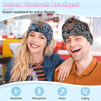 2-Pack Sleeping Headphones, Bluetooth 5.4 Headband Headphones, Wireless Bluetooth Headband for Yoga, Running, Workout, Travel, Sports, Unique Presents for Adult Teens - Black&Blue