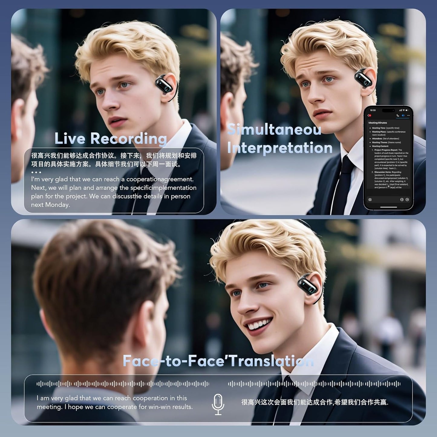 168 Languages AI Translation Earbuds, Bluetooth 5.4 Headphones Translator, 4-in-1 Smart Mode Touch Screen Real-Time Earphones Fit iOS and Android Ideal for Travel Business and Learning, Black