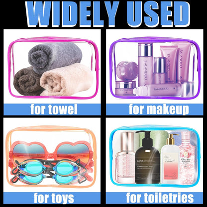 4Pack Clear Makeup Bags Waterproof Organizer Bags with Zipper Transparent Travel Cosmetic Bag TSA Approved Toiletry Bag Pouch Case for Vacation Airport Airline Compliant (Multicolour, Medium)