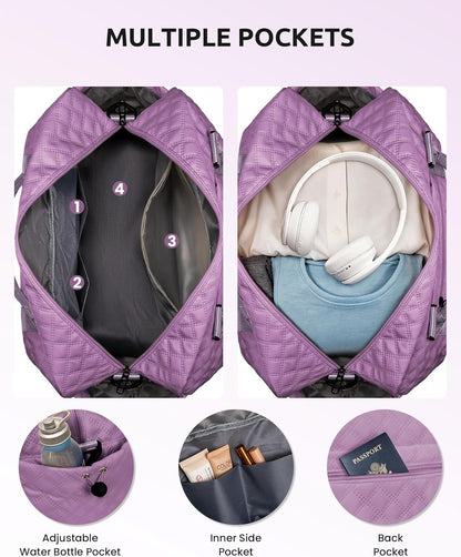 Gifts for Mom-Initial Duffle Bag with Shoe Compartment, Personalized Weekender Bag, Monogram Overnight Bag, Letter Travel Bag with Makeup Bag，Personalized Gifts Idea for Women Her (Letter F)