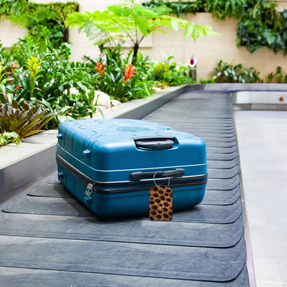 Brown Black Animal Print Paw Prints Leather Luggage Tag for Suitcase 2 Pack Luggage Tag with Privacy Name ID Label and Stainless Steel Loop for Travel Bag Suitcase