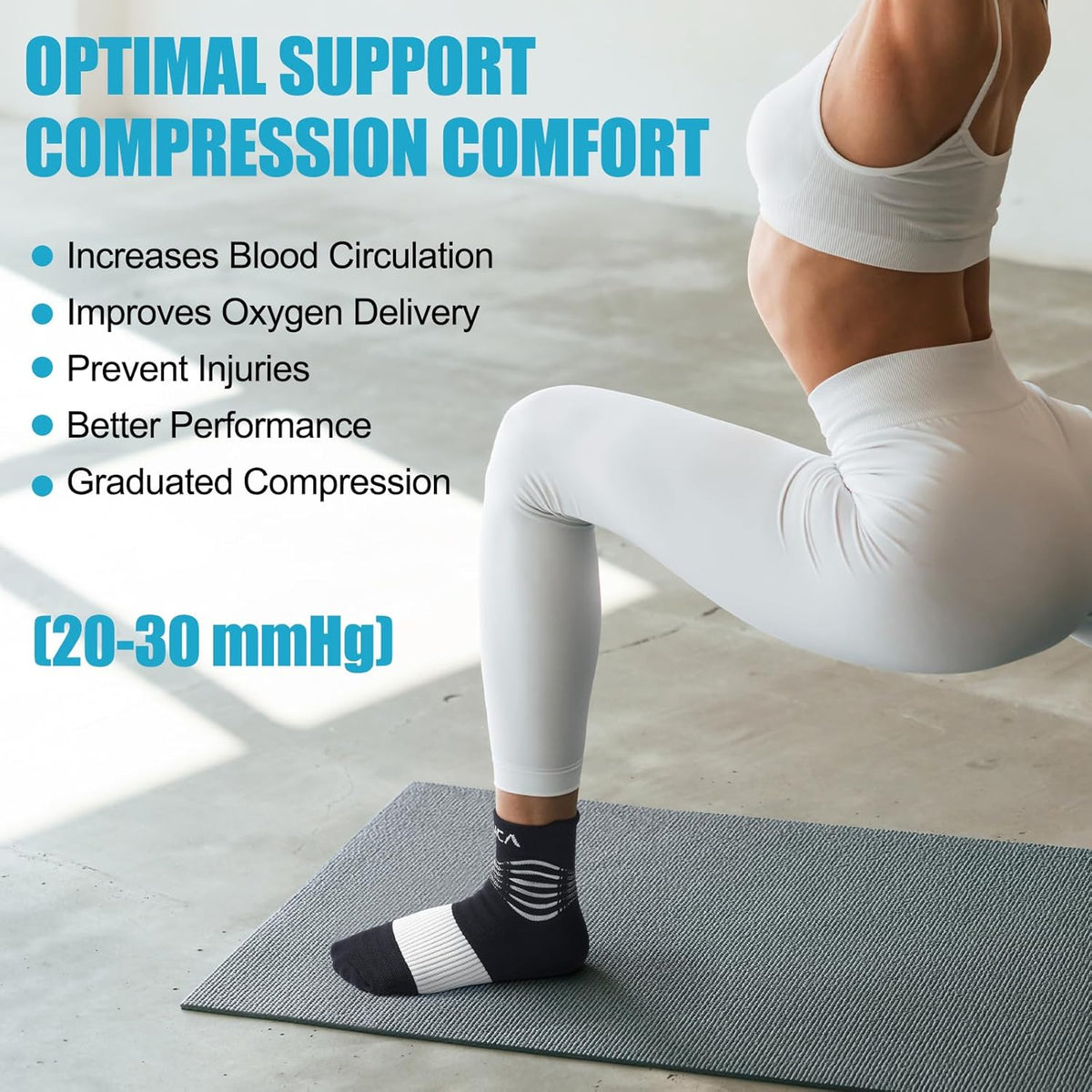 NEENCA Professional Compression Socks, Medical Athletic Ankle Socks for Injury Recovery & Pain Relief, Sports Protection, Circulation —1 Pair, 20-30 mmhg