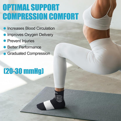 NEENCA Professional Compression Socks, Medical Athletic Ankle Socks for Injury Recovery & Pain Relief, Sports Protection, Circulation —1 Pair, 20-30 mmhg