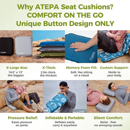ATEPA Inflatable Stadium Seat Cushion, Self-Inflating Memory Foam Stadium Seats - Image 7