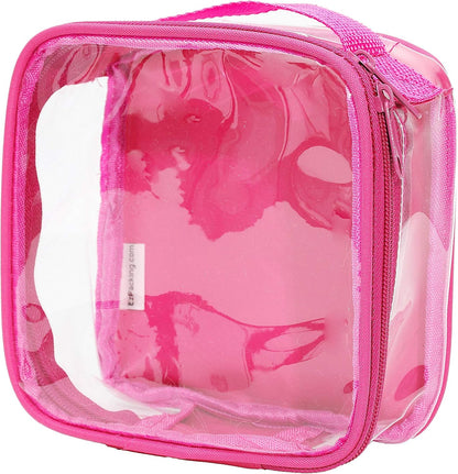 EzPacking Clear TSA Approved 3-1-1 Travel Toiletry Bag for Carry On/Quart Size Transparent Liquids Pouch for Airport Security/Reusable See Through Vinyl & PVC Plastic Organizer Men Women (Pink)