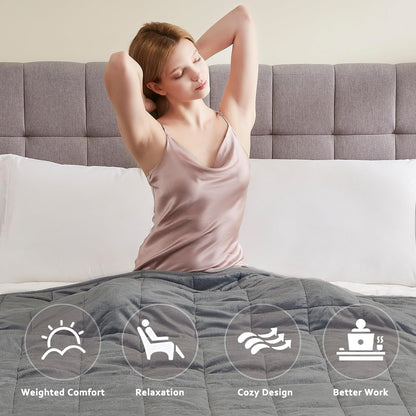 L'AGRATY Weighted Blanket - 48"x72" 15lbs Soft Breathable Heavy Blanket Minky Material with Glass Beads for Adult All-Season Summer Fall Winter Soft Thick Comfort