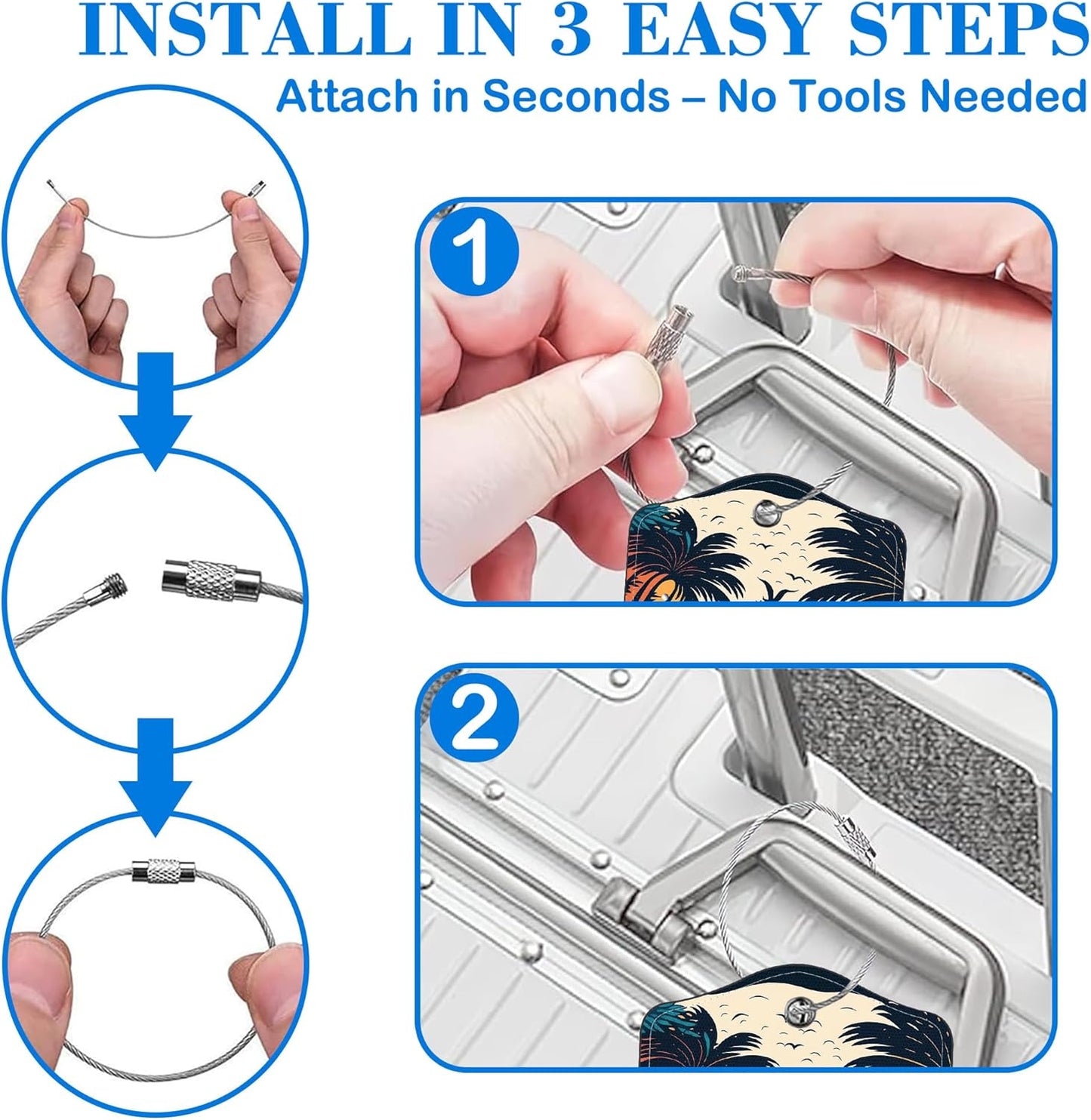 Tropical Beach at Sunset Luggage Tags for Suitcases Leather Travel Tags for Luggage ID Label with Privacy Cover and Stainless Steel Loop for Men Women Suitcase Backpack, Set of 2