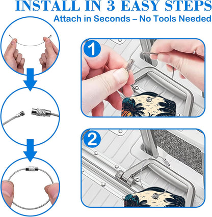 Tropical Beach at Sunset Luggage Tags for Suitcases Leather Travel Tags for Luggage ID Label with Privacy Cover and Stainless Steel Loop for Men Women Suitcase Backpack, Set of 2