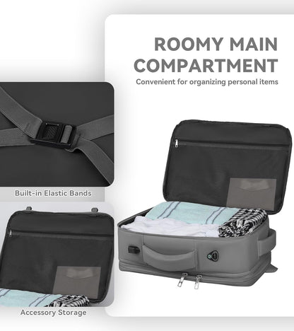 60L Travel Laptop Backpack for Men, Extra Large Backpack, Big Capacity Carry On Backpack, 18 -19 Inch Laptop Backpack with USB Charge Port Water Resistant Luggage Computer Daypack College Bag, Grey