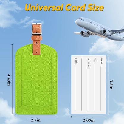 3 Pack Luggage Tags for Suitcases, TSA Approved Bag Tags, Baggage Tags with Privacy Protection, Travel Essentials Luggage Accessories, Green & Brown