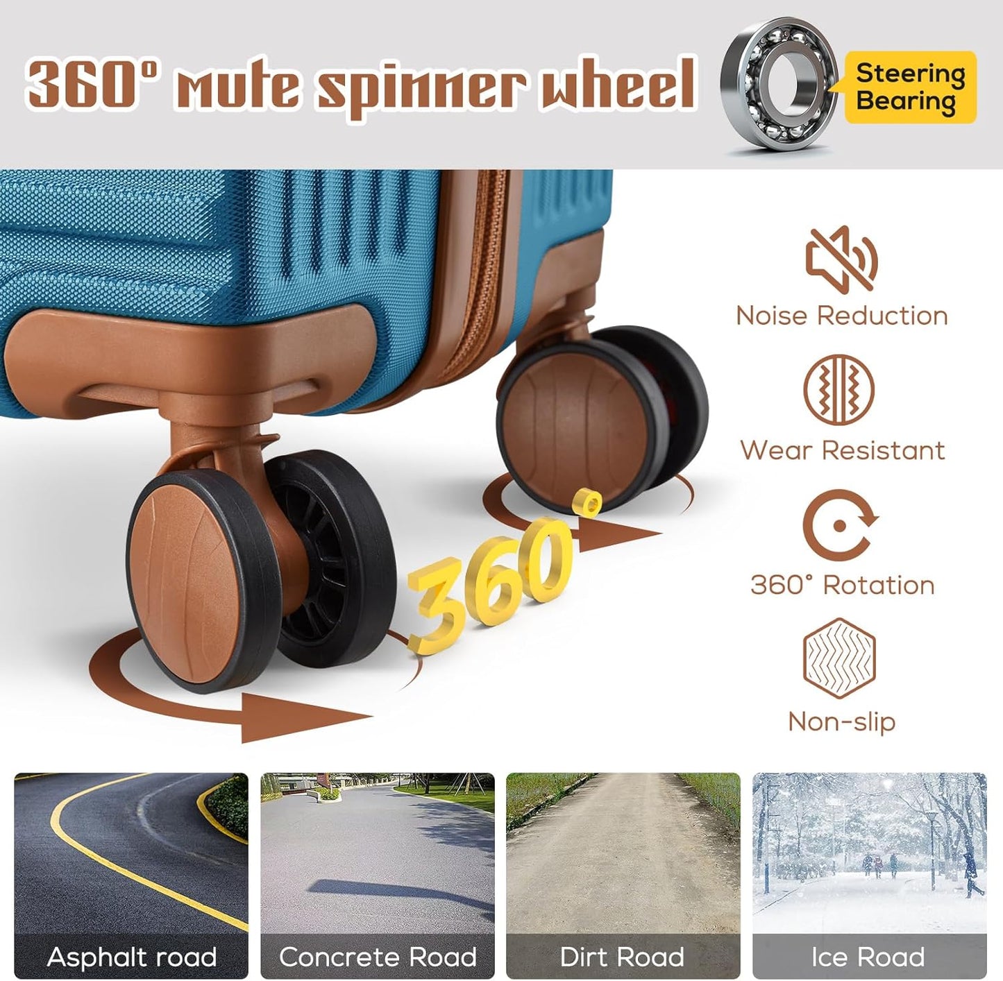 imiomo Luggage Sets 3 Piece,Expandable Hardside Suitcase Set with Spinner Wheels,Lightweight Travel Luggage set with TSA Lock（20/24/28,Blue）