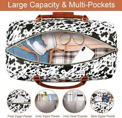 Weekender Bag for Women, Travel Duffel Bag Carry On Overnight Bag with Shoe Compartment Large Nylon Travel Weekend Tote Bag