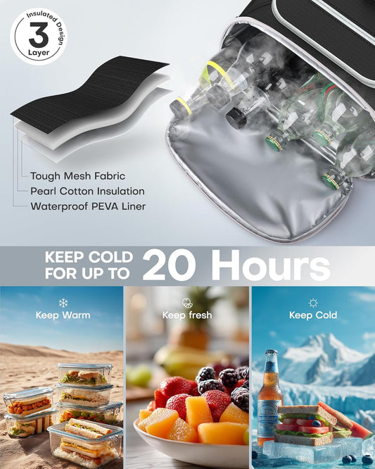 HOTOR Backpack Cooler Bag - 30/45 cans Large Backpack Coolers Insulated Leak Proof with Multiple Pockets, Small Cooler as Beach Cooler for Travel, Hiking, Camping