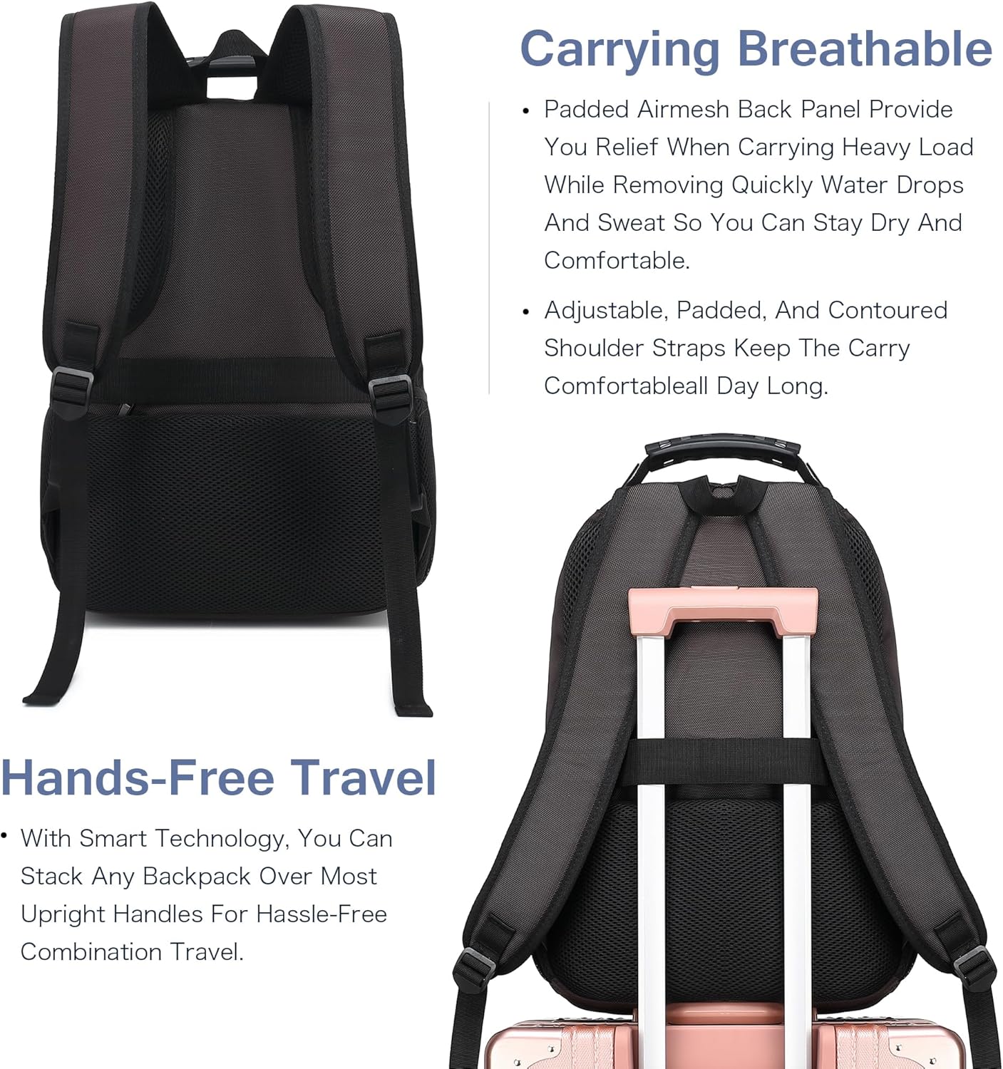 Boavan Laptop Backpack for men, 15.6 inch Laptop Bag with USB Port, Waterproof Travel Work Backpack Purse, Anti-Theft Teacher Nurse Doctor Casual Bookbags Office Business backpack,Coffee