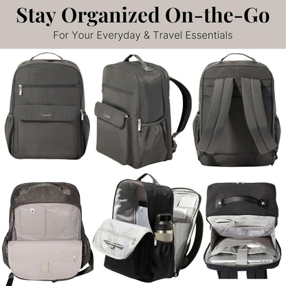 Baggallini Everyday Laptop Backpack - 11x15.5 Lightweight Water-Repellent Nylon Travel Bag w/Padded Laptop Sleeve & RFID