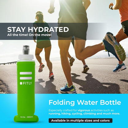 FITLY Soft Flask - Shrink As You Drink Soft Water Bottle for Hydration Pack - Folding Water Bottle Ideal for Running, Hiking, Cycling, Climbing & Rigorous Activity