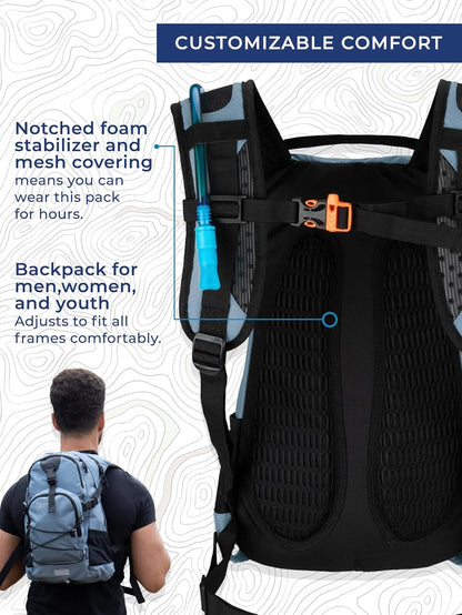 National Park Foundation 18L Hydration Backpack with 2 Liter Hydro Water Bladder Bag, Lightweight Daypack for Cycling, Hiking, Running, Climbing, for Men Women Kids