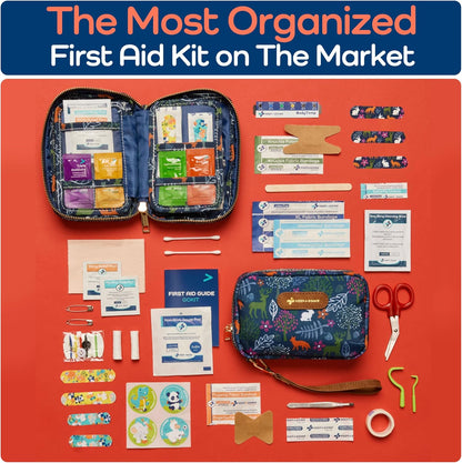 KeepGoing Travel First Aid Kit for Kids – 130 Pc. for Car, Home, Purse, Diaper Bag & Backpack with Latex-Free Bandages - Mini First Aid Kit Travel Size TSA-Approved