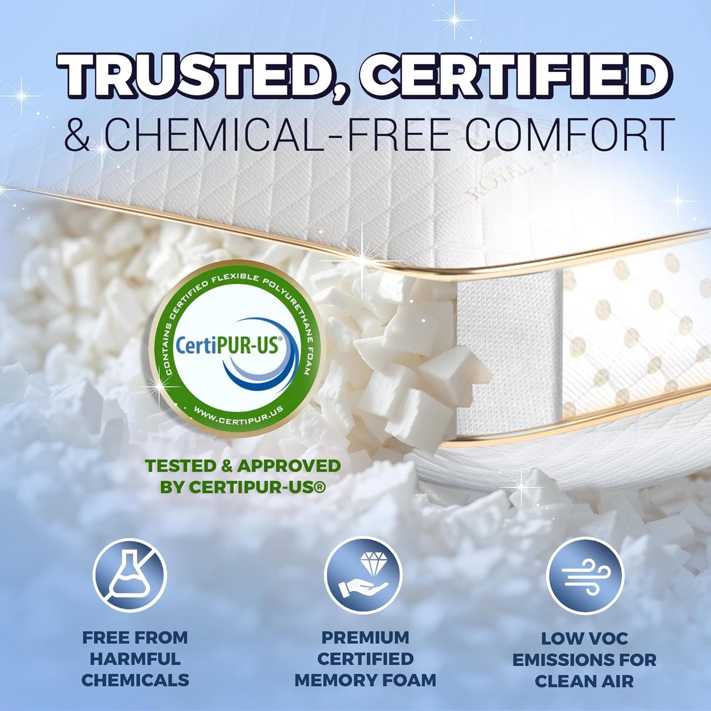 Royal Therapy King Memory Foam Pillows - Shredded Memory Foam Pillow for All Sleep Positions - Medium Firm Pillow with Adjustable Loft, Bamboo Rayon Cover, CertiPUR-US, Oeko-TEX Certified