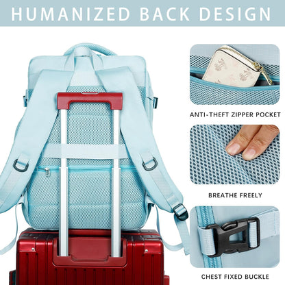 Sowaovut Travel Laptop Backpack, Extra Large High School College Backpacks, Flight Approved Daypack Business Bag Fit 17.3 inch Laptop for Men Women (Light Blue)