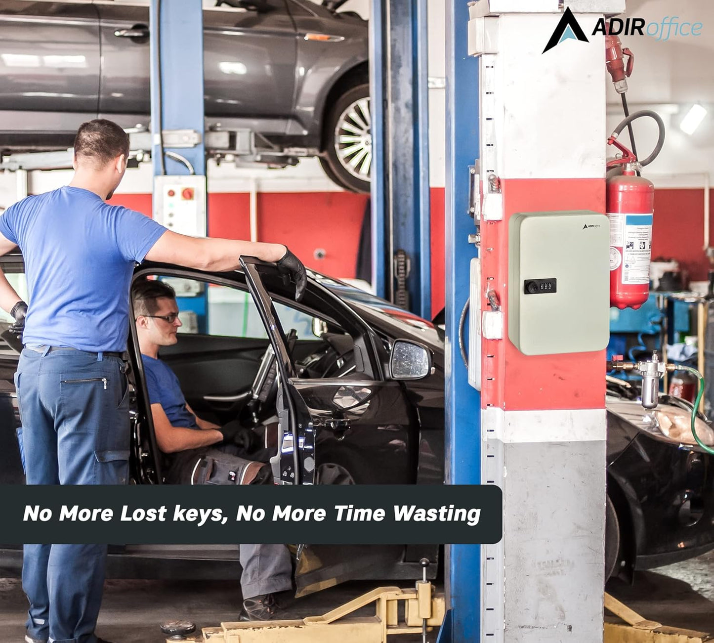 AdirOffice Key Lock Box – 48 Key Hooks Wall Mounted Key Cabinet Lock Box, Car Keys Holder Box, Lockable Key Storage Box - Metal Key Box Organizer with for Home and Office