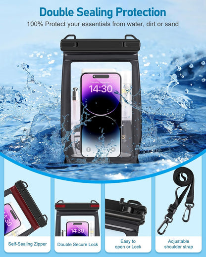 Large Capacity Waterproof Phone Pouch, Floating Dry Bag for iPhone 16 13 12 11 Pro Max Galaxy S22 S21 Waterproof Bag Sunscreen Glasses Storage Dry Pouch for Swimming Rafting Boating