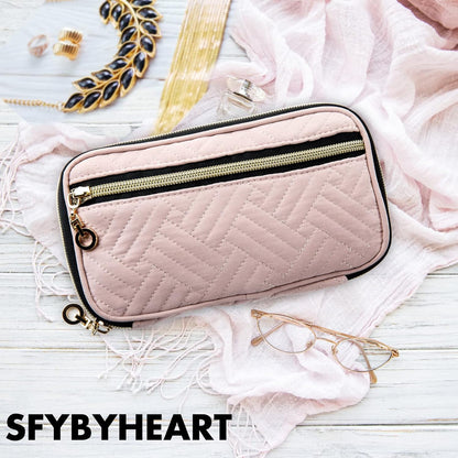 SFYBYHEART Travel Jewelry Organizer Case, Jewelry Travel Bags for Women, Small Travel Jewelry Case for Tangle-Free Earrings, Necklaces, Rings Storage, Travel Accessories, Travel Essentials, Pink