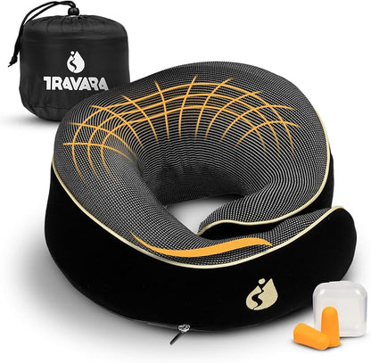 Travel Pillow - Airplane Neck Pillow - 100% Pure Memory Foam Flight Pillow by Welcomeonourtravelpage