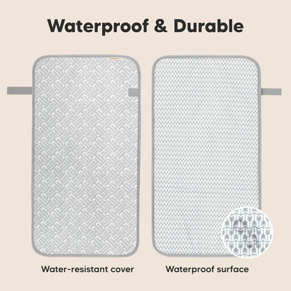 KeaBabies Portable Diaper Changing Pad, Easy Wipe Clean - Foldable Waterproof Baby Changing Mat for Diaper Bag, Compact, Lightweight, 25x13 Baby Changer Travel Essential, Machine Washable (Gray Mod)