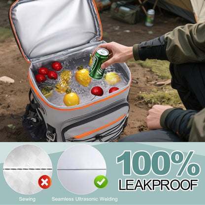 Large 52cans Cooler Backpack, Insulated, Waterproof, Leak Proof, 30L Large Capacity