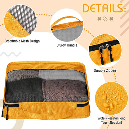 5 Pcs Packing Cubes for Suitcase Large Travel Cubes Carry on Luggage Organizer Bags for Clothes Accessories(Mixed,Apricot)