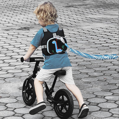 Accmor Toddler Harness Leash+ Reflective Anti Lost Wrist Link, Cute Dinosaur Kids Harness with Leash, Foldable Child Harness Baby Leash Boys Walking Wristband Assistant Belt for Outdoor Travel