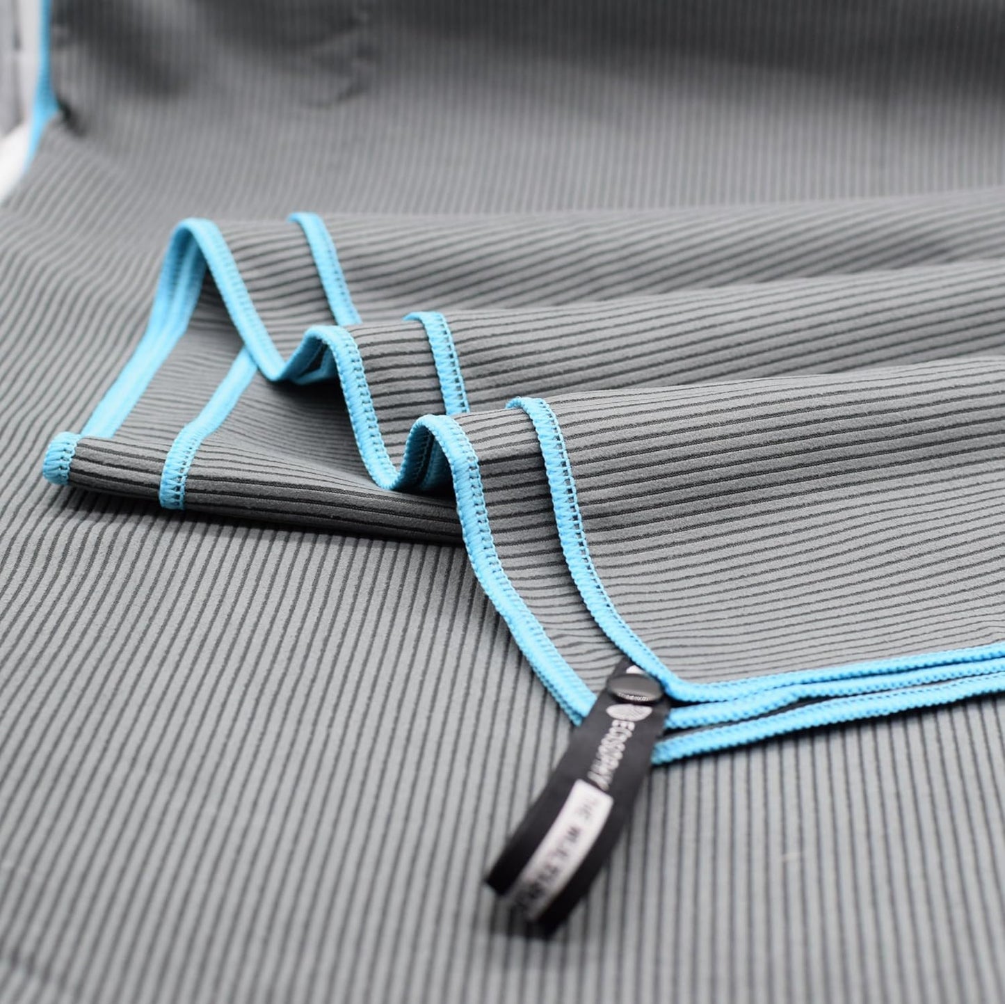 ECCOSOPHY Microfiber Beach Towel – Quick Dry Gym Towel, Highly Absorbent with Ribbed Texture, Lightweight – Ideal for Travel, Pool, Yoga, Fitness & Outdoor Adventures – 71x35 Charcoal