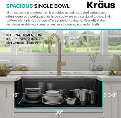 Kraus KGUW2-33MB-100-100, Bellucci Workstation 32 in. Undermount Granite - Image 4