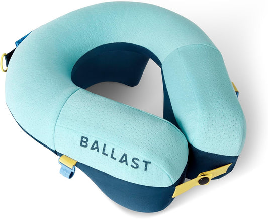 Ballast Travel Pillow PRO – Neck Pillow for Airplane, Compact Travel Pillow for Beach & Traveling, Enjoy Relaxation Wherever You Go (Tropical Blue)