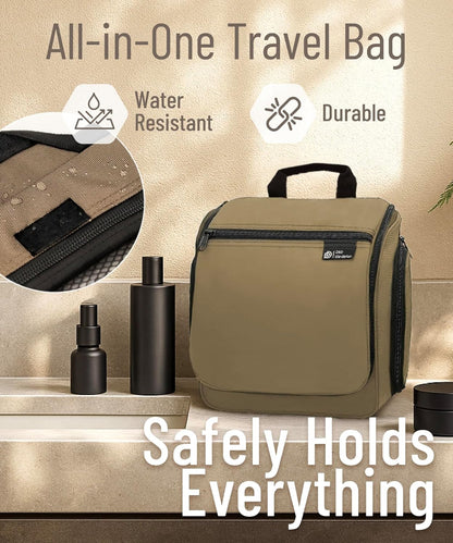 D&D Hanging Travel Toiletry Bag for Men and Women – Cosmetics, Makeup and Toiletries Organizer Kit with 10 Compartments, Quality Zippers, XXL Metal Swivel Hook, Water-Resistant Nylon