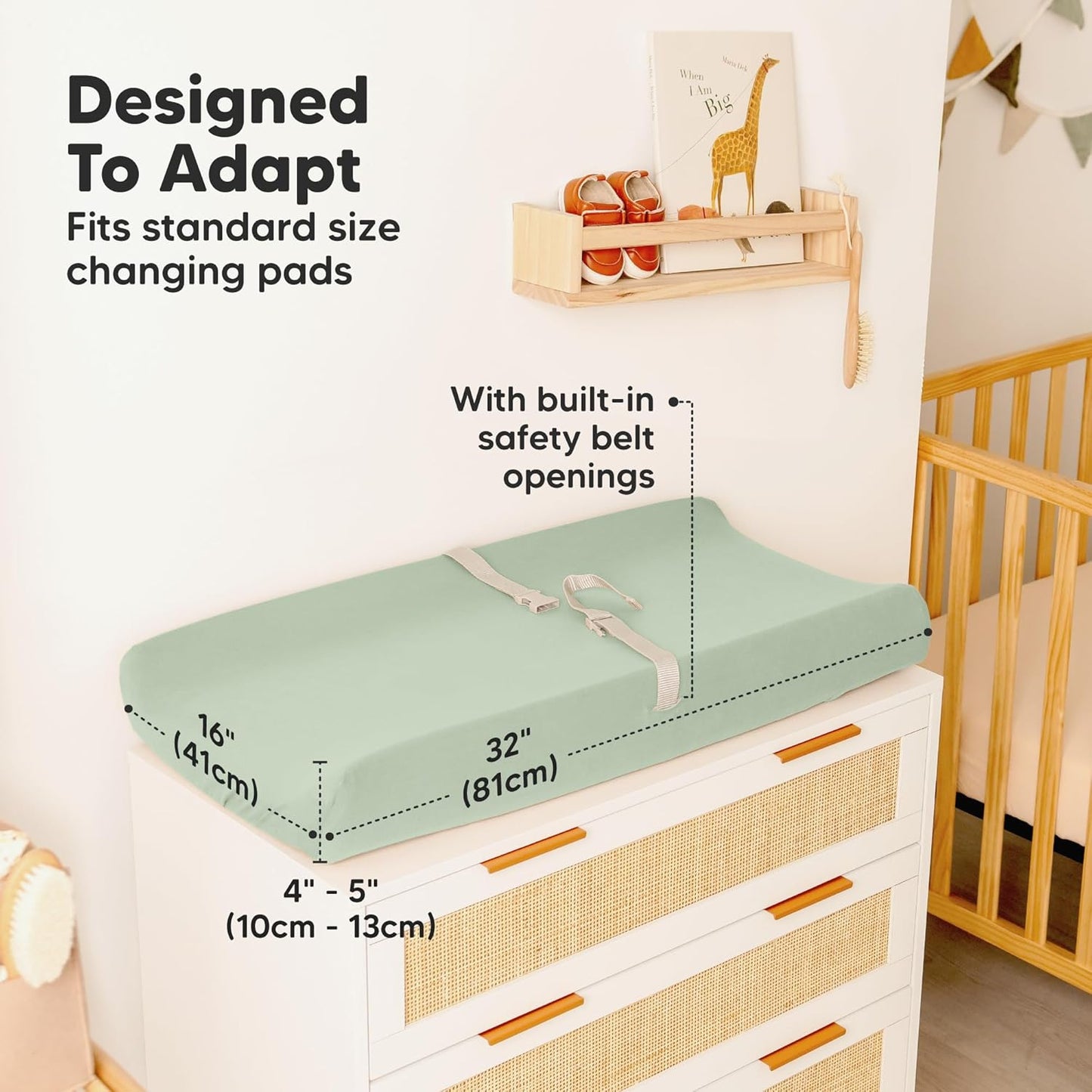 2-Pack Baby Changing Pad Covers for Girl, Boy, Neutral - Soft Viscose Derived from Bamboo Changing Table Pad Cover Sheets, Baby Nursery Diaper Changing Pad Cover, Contour Changing Pad Liner (Sage)