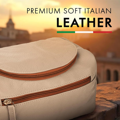 ELIZO Premium REAL Leather Toiletry Bag for Men Dopp Kitt Hanging Mens Toiletry Large TSA Toiletries Bag Shaving Grooming Bag Organizer Cream Tan