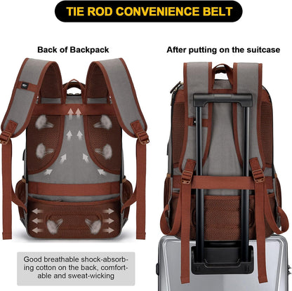 Tzowla Canvas Laptop Backpack, Bag for Men Women,Travel Work Rucksack Fits 15.6 Inch Laptop, Bookbag with USB Charging Port