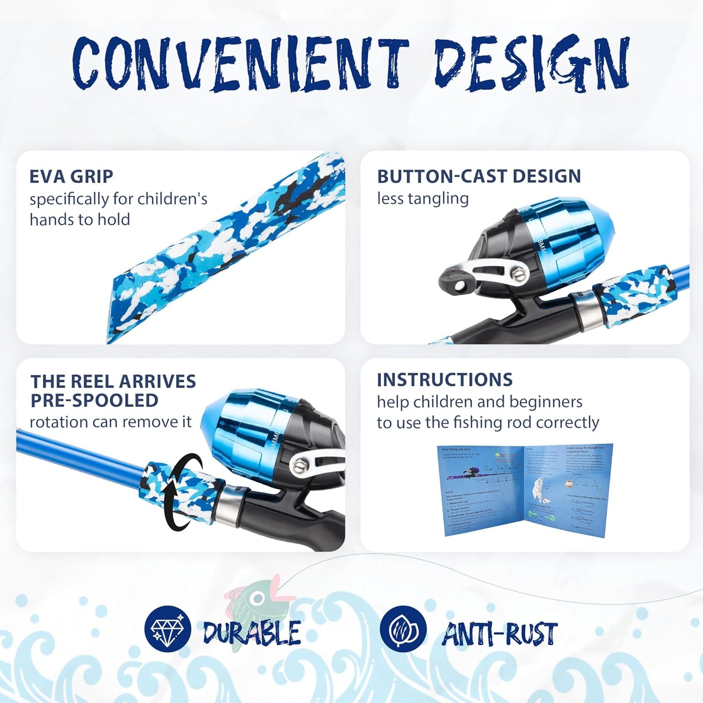 Kids Fishing Pole, Portable Telescopic Kids Fishing Poles for Boys and Girls, Fishing Rod and Reel Combo Kit with Tackle Box, and Fishing Net, Best Fishing Pole for Toddler Youth