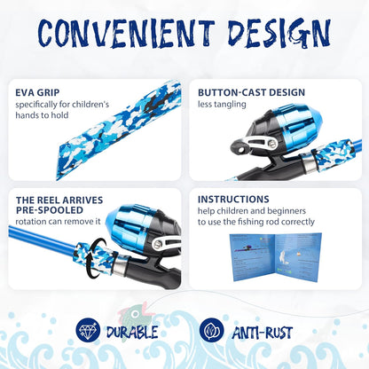 Kids Fishing Pole, Portable Telescopic Kids Fishing Poles for Boys and Girls, Fishing Rod and Reel Combo Kit with Tackle Box, and Fishing Net, Best Fishing Pole for Toddler Youth