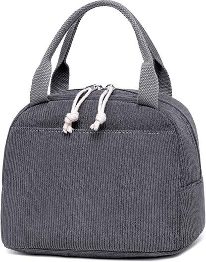 Bluboon Lunch Bag for Women Men Cute Corduroy Lunch Tote Bags Reusable by BLUBOON