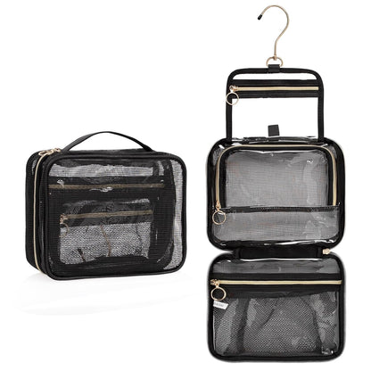 CUBETASTIC Mesh Shower Bag, Hanging Travel Toiletry Bag for Men Women, Portable Quick Dry Shower Organizer Pouch for College Dorm Room Essentials with 3 Compartment